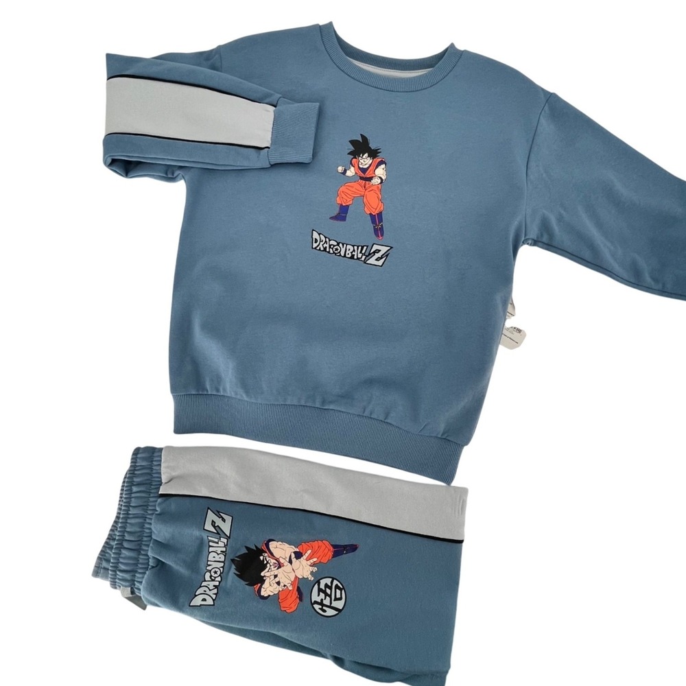 Dragon‎ Ball Z Crew Set Boys 6-7 Blue Goku Graphic Sweatshirt Joggers 2pc NEW
